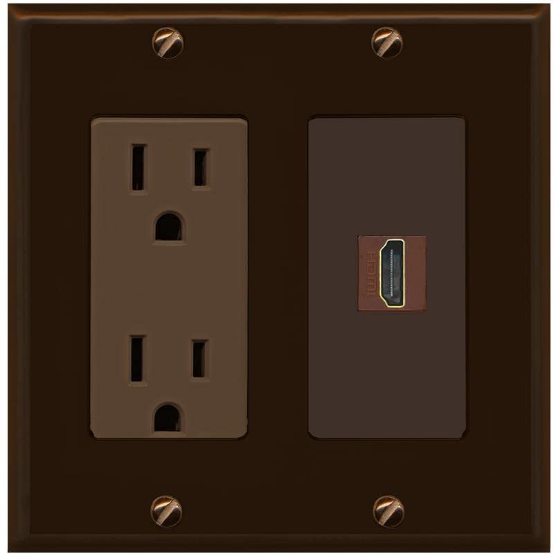 RiteAV Custom HDMI Wall Plate 1 Port - Outlet [Brown/Brown]