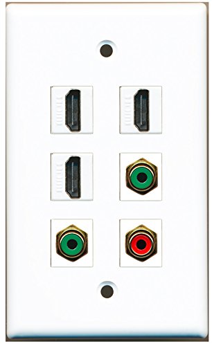 RiteAV - 3 HDMI 1 Port RCA Red 2 Port RCA Green Wall Plate
