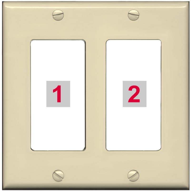 RiteAV Custom Wall Plate 2 Port - 2 Gang [Ivory/White]