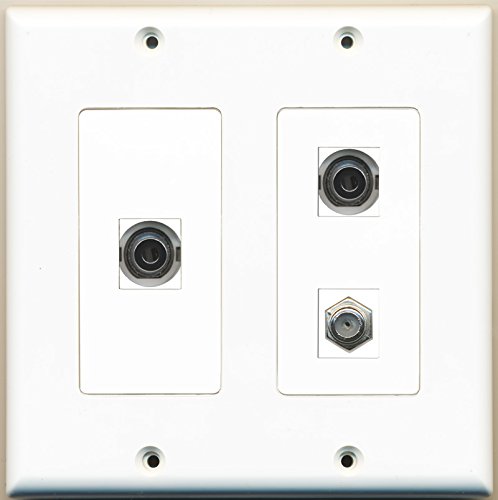 RiteAV - 1 Port Coax Cable TV- F-Type 2 Port 3.5mm - 2 Gang Wall Plate