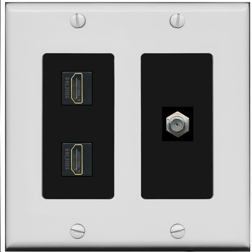 Coax 2 HDMI Wall Plate-2 Gang Gray/Black