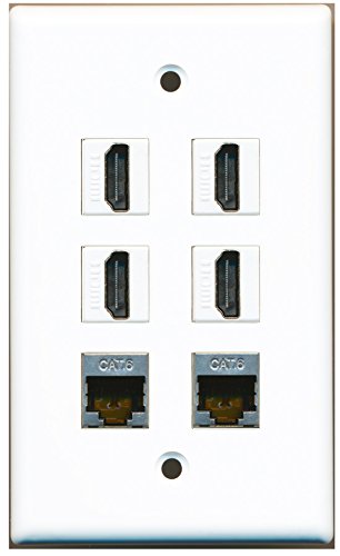 RiteAV - 4 HDMI 2 Port Shielded Cat6 Ethernet Wall Plate