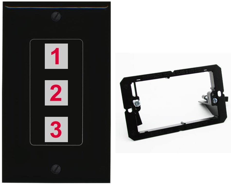 RiteAV Custom Wall Plate 3 Port - 1 Gang w-Bracket [Black/Black]