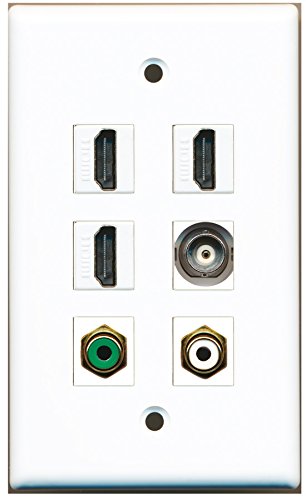 RiteAV - 3 HDMI 1 Port RCA White 1 Port RCA Green 1 Port BNC Wall Plate