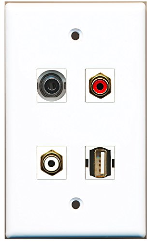 RiteAV - 1 Port RCA Red 1 Port RCA White 1 Port USB A-A 1 Port 3.5mm Wall Plate