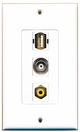 RiteAV 1 Port RCA Yellow 1 Port USB A-A 1 Port BNC Wall Plate OVERSIZED