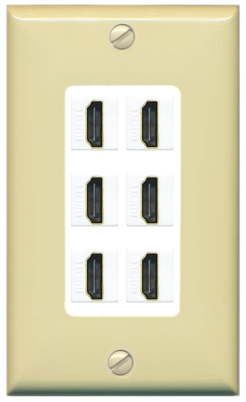 RiteAV HDMI Wall Plate 6 Port - 1 Gang [Ivory/White]