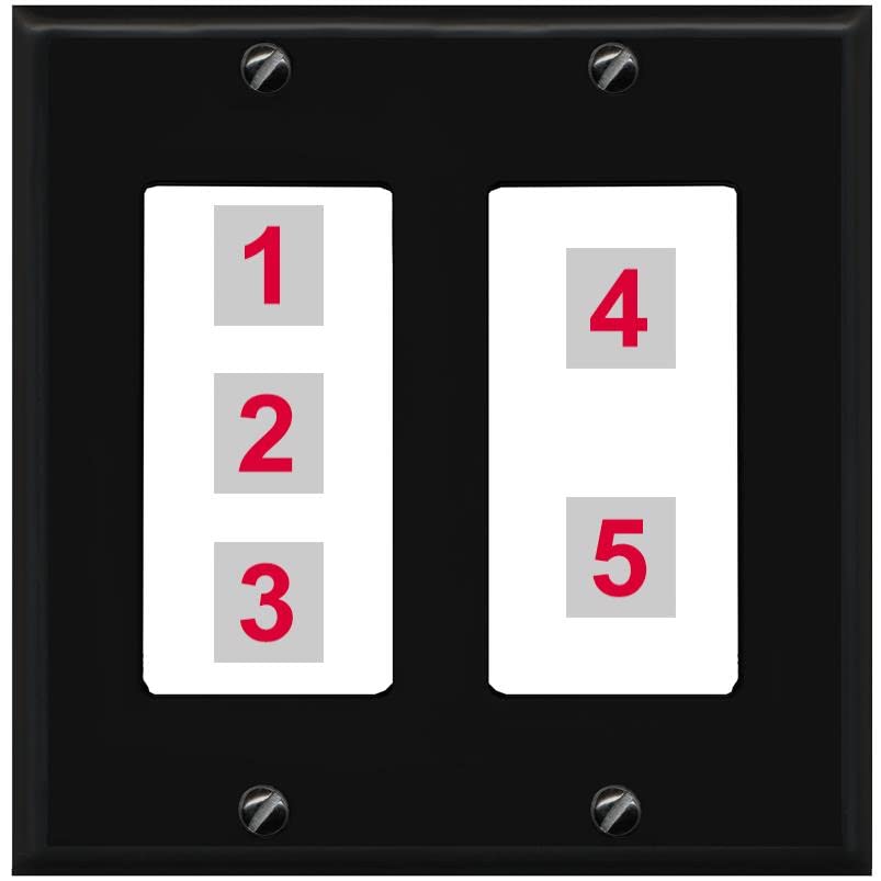 RiteAV Custom Wall Plate 5 Port - 2 Gang [Black/White]