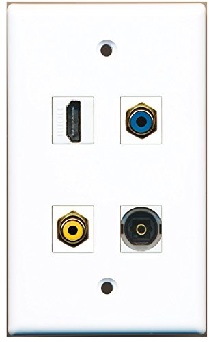 RiteAV - 1 Port HDMI 1 Port RCA Yellow 1 Port RCA Blue 1 Port Toslink Wall Plate