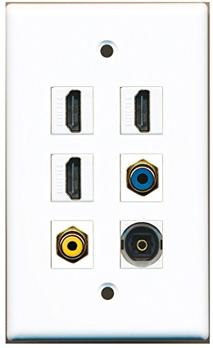 RiteAV - 3 HDMI 1 Port RCA Yellow 1 Port RCA Blue 1 Port Toslink Wall Plate