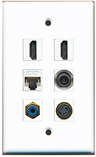 RiteAV - 2 HDMI 1 Port RCA Blue 1 Port S-Video 1 Port 3.5mm 1 Port Cat5e Ethernet White Wall Plate