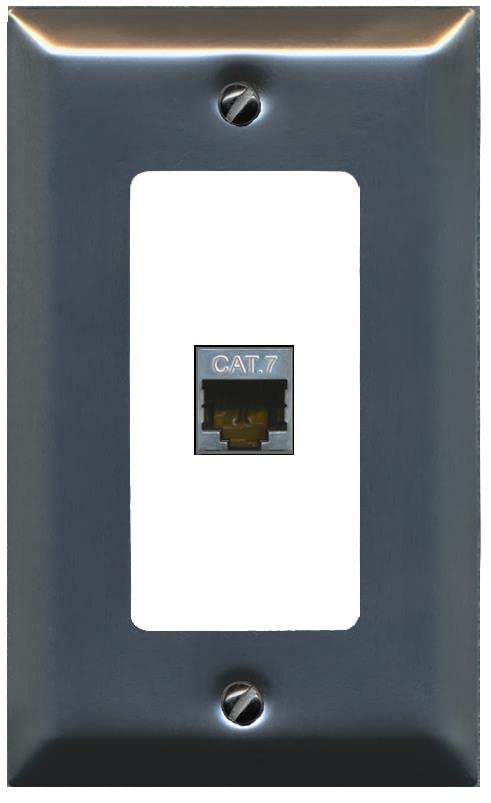 RiteAV 1 Port Cat7 Shielded Ethernet Wall Plate - 1 Gang [Brushed-Nickel/White]