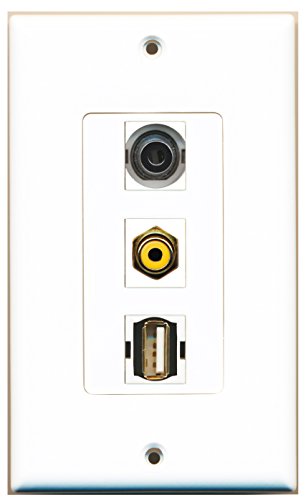 RiteAV 1 Port RCA Yellow 1 Port USB A-A 1 Port 3.5mm Wall Plate OVERSIZED