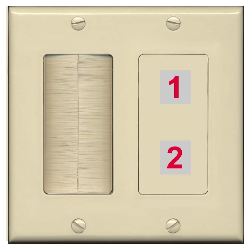 RiteAV Custom Wall Plate 2 Port - Brush [Ivory/Ivory]