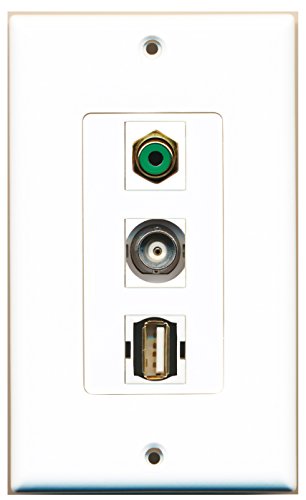 RiteAV 1 Port RCA Green 1 Port USB A-A 1 Port BNC Wall Plate OVERSIZED