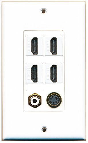 RiteAV 4 Port HDMI 1 RCA White 1 S-Video Wall Plate OVERSIZED