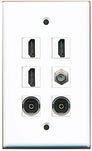RiteAV - 3 HDMI 1 Port Coax Cable TV- F-Type 2 Port Toslink Wall Plate