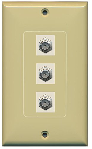 RiteAV (1 Gang Decorative 3 Coax Ivory Wall Plate Ivory
