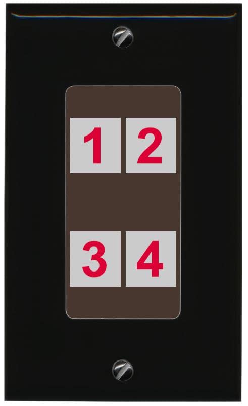 RiteAV Custom 4 Port Custom Wall Plate - 1 Gang [Black/Brown]