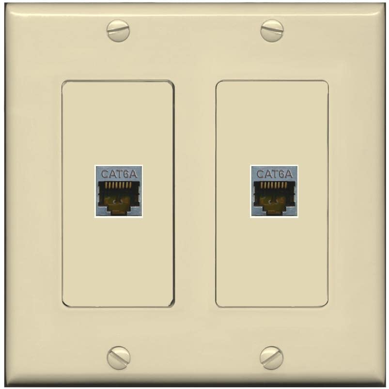 RiteAV 2 Port Cat6A Wall Plate - 2 Gang [Ivory/Ivory]