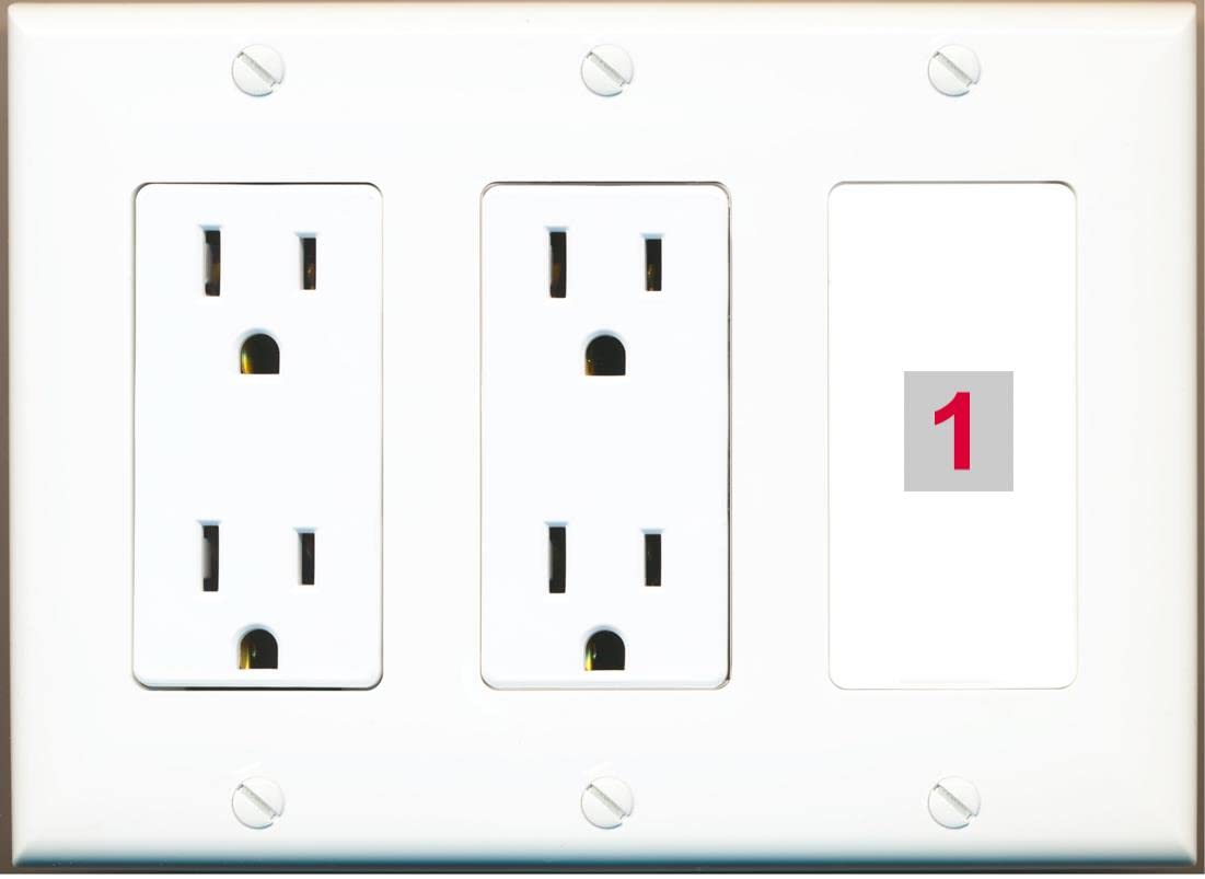 RiteAV Custom Wall Plate 1 Port - 3G Dual Outlet [White/White]