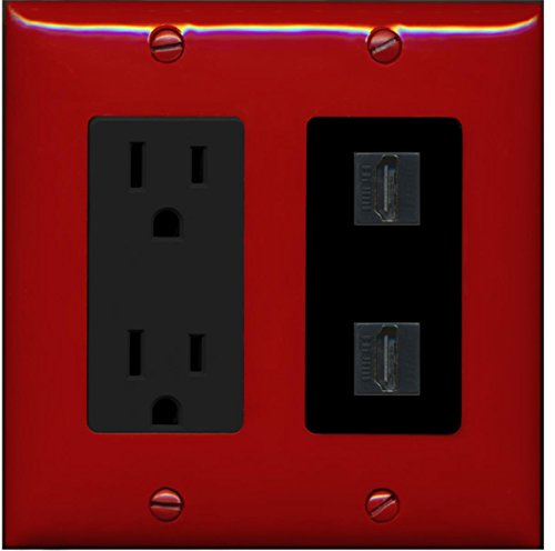 RiteAV HDMI Wall Plate 2 Port - Outlet [Red/Black]