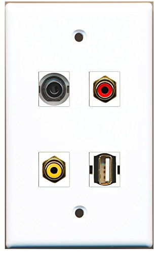 RiteAV - 1 Port RCA Red 1 Port RCA Yellow 1 Port USB A-A 1 Port 3.5mm Wall Plate