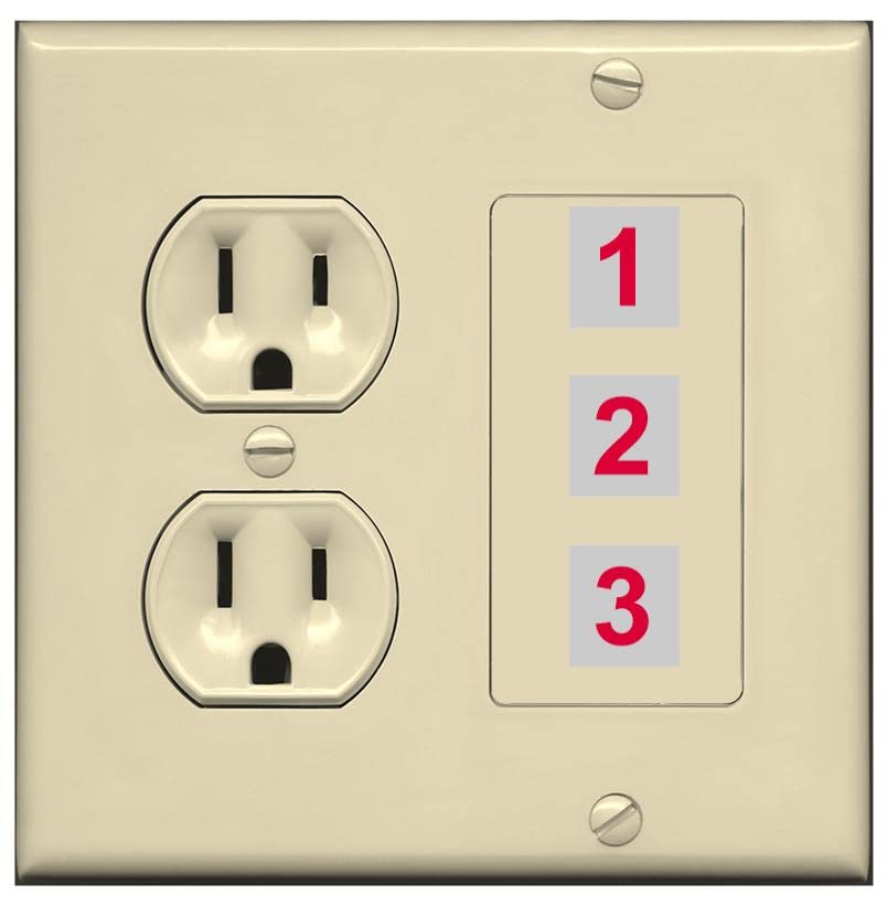 RiteAV Custom Wall Plate 3 Port - Round Outlet [Ivory/Ivory]