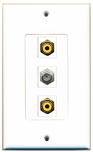 RiteAV 2 Port RCA Yellow 1 Port Coax Cable TV- F-Type Wall Plate OVERSIZED