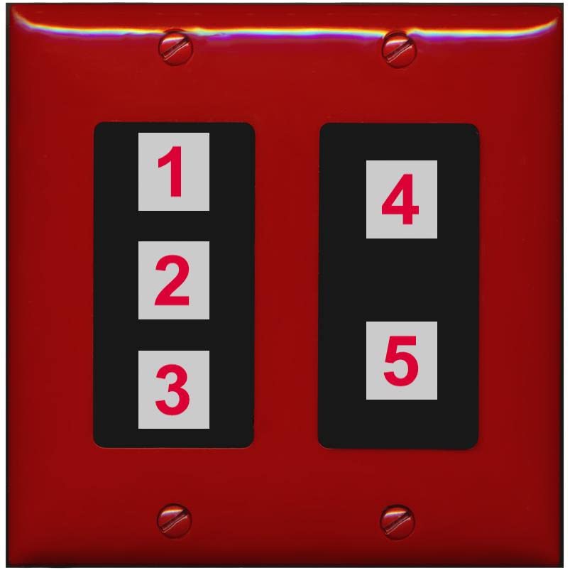 RiteAV Custom Wall Plate 5 Port - 2 Gang [Red/Black]