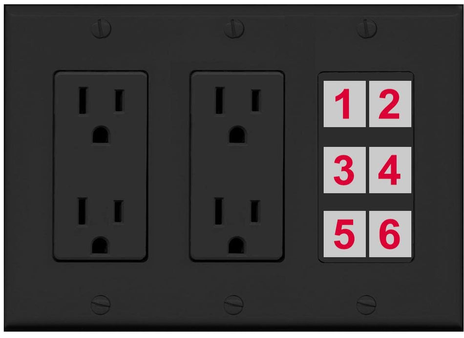 RiteAV 6 Port Custom Wall Plate - 3G Dual Outlet [Black/Black]