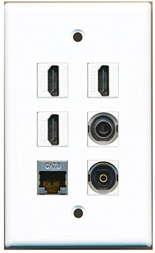 RiteAV - 3 HDMI 1 Port Shielded Cat6 Ethernet 1 Port Toslink 1 Port 3.5mm Wall Plate
