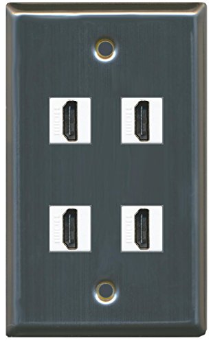 RiteAV (1 Gang Flat 4 HDMI Wall Plate Stainless Steel