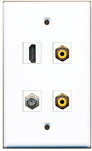 RiteAV - 1 Port HDMI 2 Port RCA Yellow 1 Port Coax Cable TV- F-Type Wall Plate