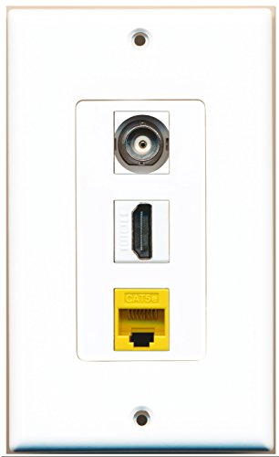 RiteAV 1 Port HDMI 1 BNC 1 Cat5e Ethernet Yellow Wall Plate OVERSIZED