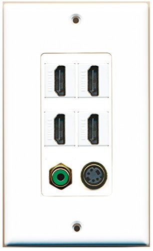 RiteAV 4 Port HDMI 1 RCA Green 1 S-Video Wall Plate OVERSIZED