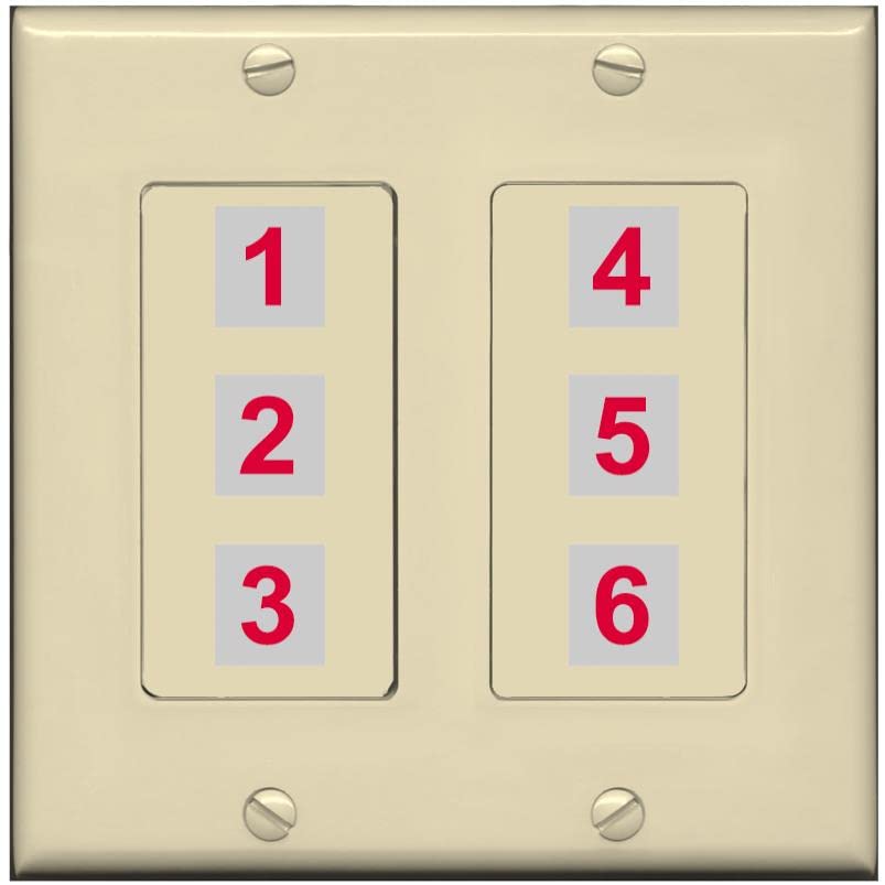 RiteAV 6 Port Custom Wall Plate - 2 Gang [Ivory/Ivory]
