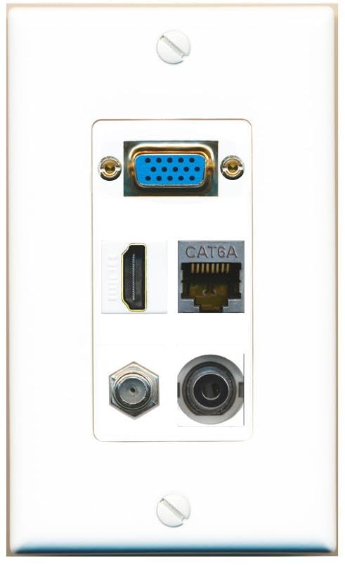 RiteAV SVGA + 3.5mm CAT6A COAX HDMI Wall Plate [White]