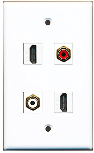 RiteAV - 2 Port HDMI 1 Port RCA Red 1 Port RCA White Wall Plate