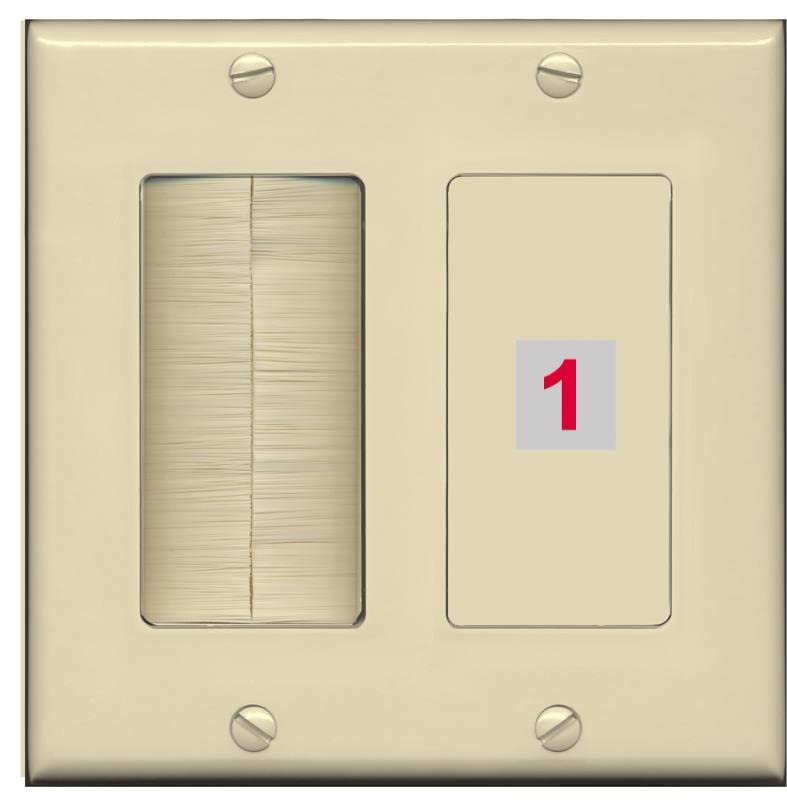 RiteAV Custom Wall Plate 1 Port - Brush [Ivory/Ivory]