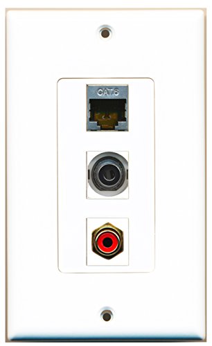 RiteAV 1 Port RCA Red 1 Port Shielded Cat6 Ethernet 1 Port 3.5mm Wall Plate OVERSIZED
