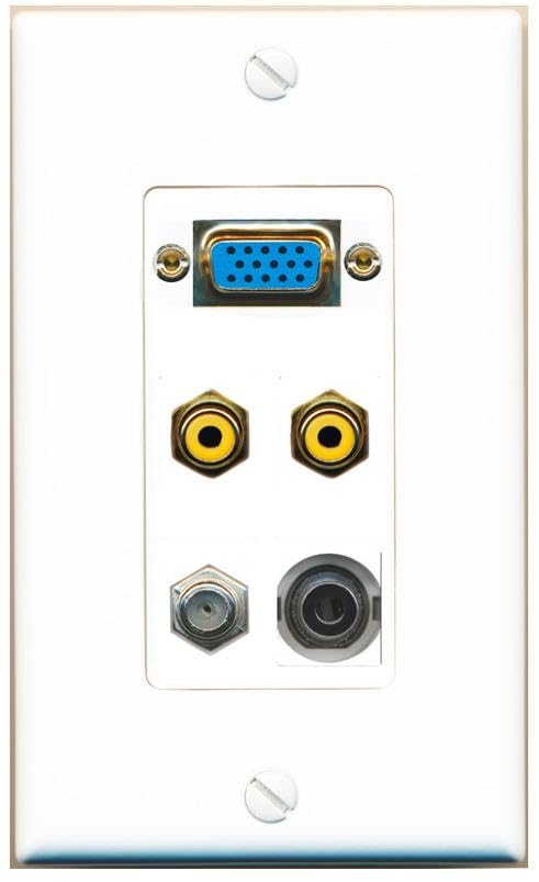 RiteAV SVGA + 3.5mm COAX 2 RCA-YELLOW Wall Plate [White]