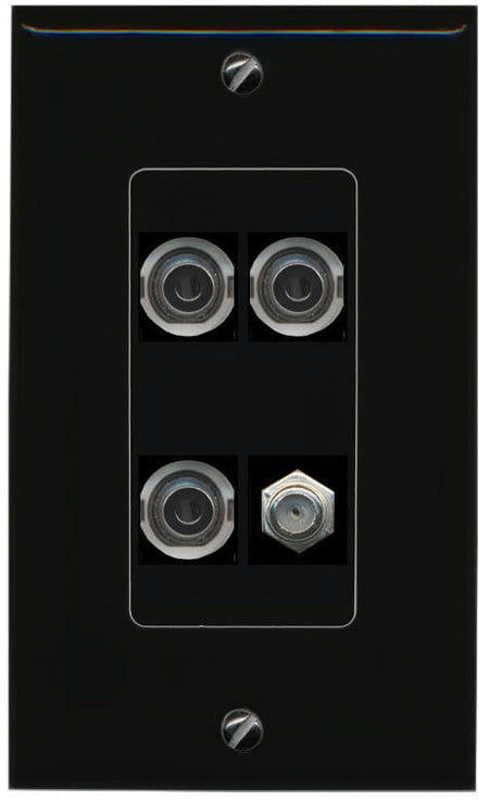 RiteAV 3 3.5mm COAX Wall Plate Decorative [Black]