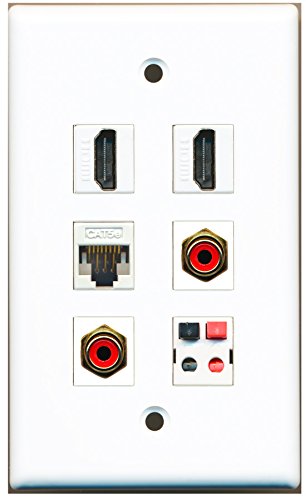 RiteAV - 2 HDMI 2 Port RCA Red 1 Port Cat5e Ethernet White 1 Port Speaker Wall Plate