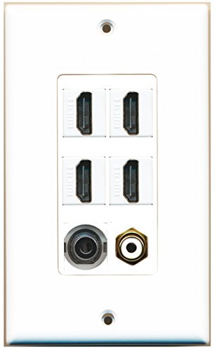 RiteAV 4 Port HDMI 1 RCA White 1 3.5mm Wall Plate OVERSIZED