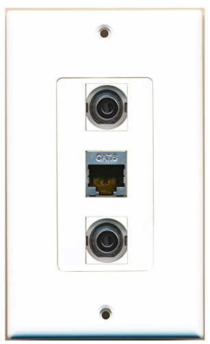 RiteAV 1 Port Shielded Cat6 Ethernet 2 Port 3.5mm Wall Plate OVERSIZED