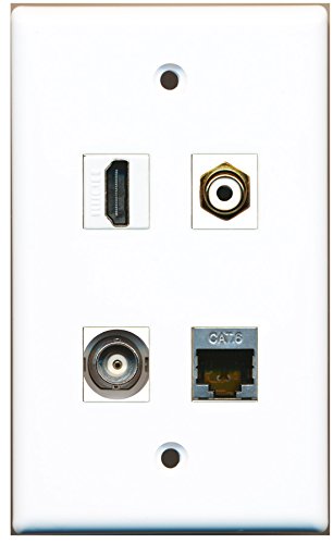 RiteAV - 1 Port HDMI 1 Port RCA White 1 Port Shielded Cat6 Ethernet 1 Port BNC Wall Plate