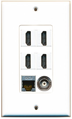 RiteAV 4 Port HDMI 1 Shielded Cat6 Ethernet 1 BNC Wall Plate OVERSIZED