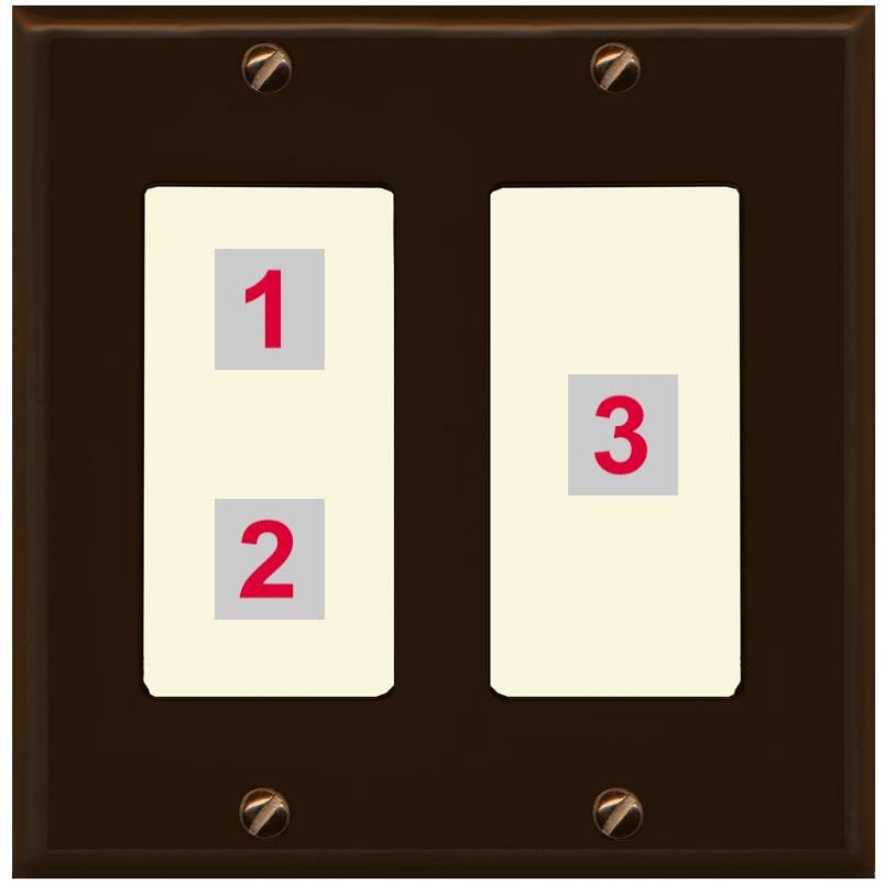 RiteAV Custom Wall Plate 3 Port - 2 Gang [Brown/Light-Almond]