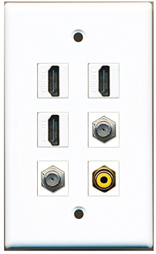RiteAV - 3 HDMI 1 Port RCA Yellow 2 Port Coax Cable TV- F-Type Wall Plate